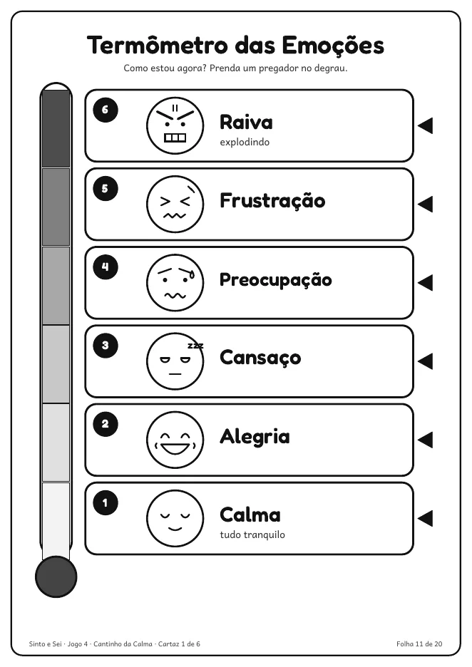 Página real do PDF Sinto e Sei: cartaz Termômetro das Emoções do Cantinho da Calma
